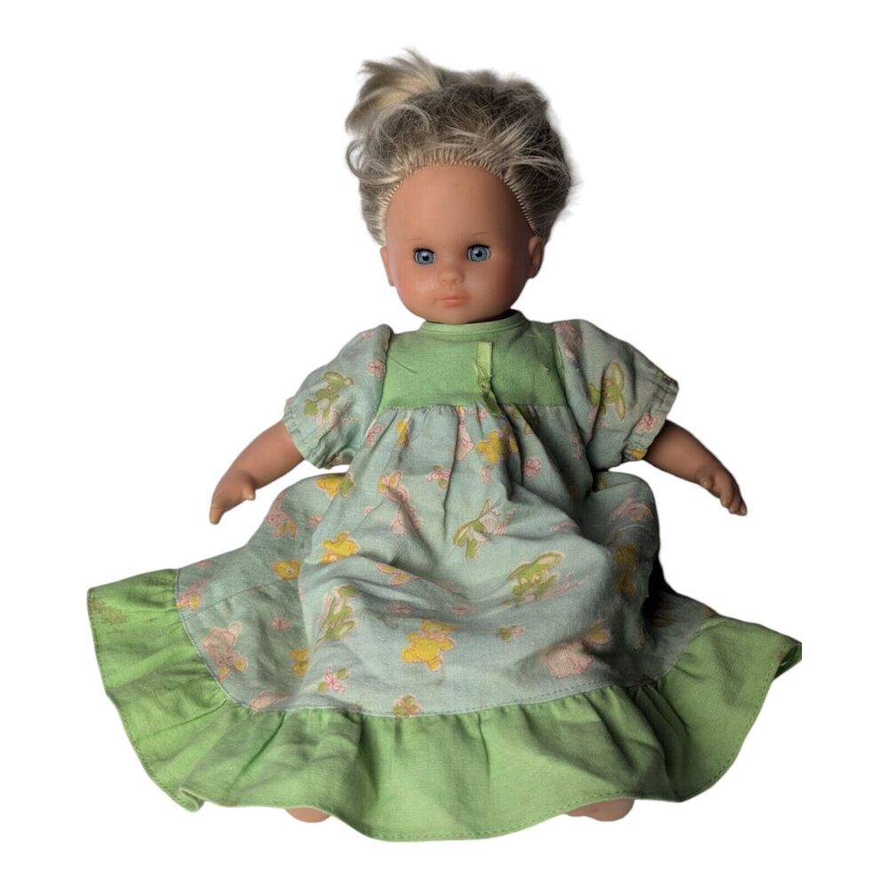 Max Zapf Creation West Germany Doll 18" Blonde Hair Blue Eyes Green Dress 1989